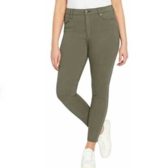 Buffalo David Bitton French Parsley Green Stretch High Rise Ankle Pant NEW - Picture 1 of 4